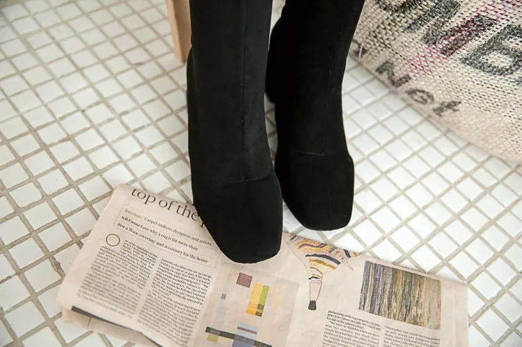 NASBAVI new Elastic Slim Fit Over The Knee Boots Women Winter thigh Lace up ladies mid heel Solid color long boot