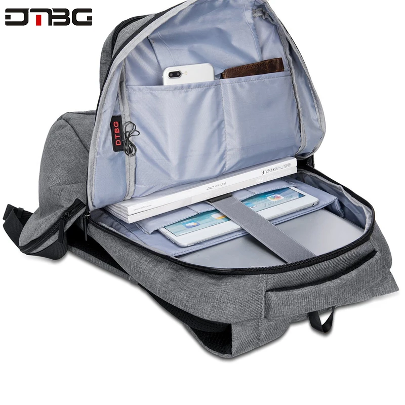 DTBG модный рюкзак, 17,3 дюймов, черный, серый цвет, рюкзаки, умная сумка, пакет с usb зарядным портом, большая емкость, водонепроницаемый рюкзак