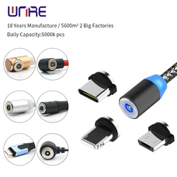 1/2pcs Magnetic Charge Cable Fast Charging Micro USB Type-C Cable Magnet Data Charging Wire Mobile Phone Cable USB Cord