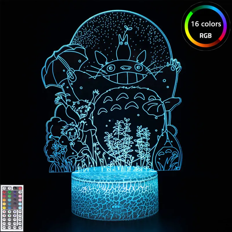 Cartoon Anime Tonari no Totoro Night Light LED for Kids Crack Base Decorative Table Lamp 3D Nihgtlamp for Home Decor Gifts