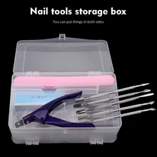 

1Pc Rectangle Double-layer Nail Art Tool Empty Storage Box Tweezers Clippers Pens Polishing Nail Buffer Files Plastic Container