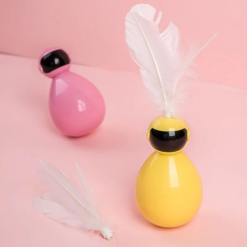 Забавная игрушка для кошек в форме робота игр с пером встряхивающий шар