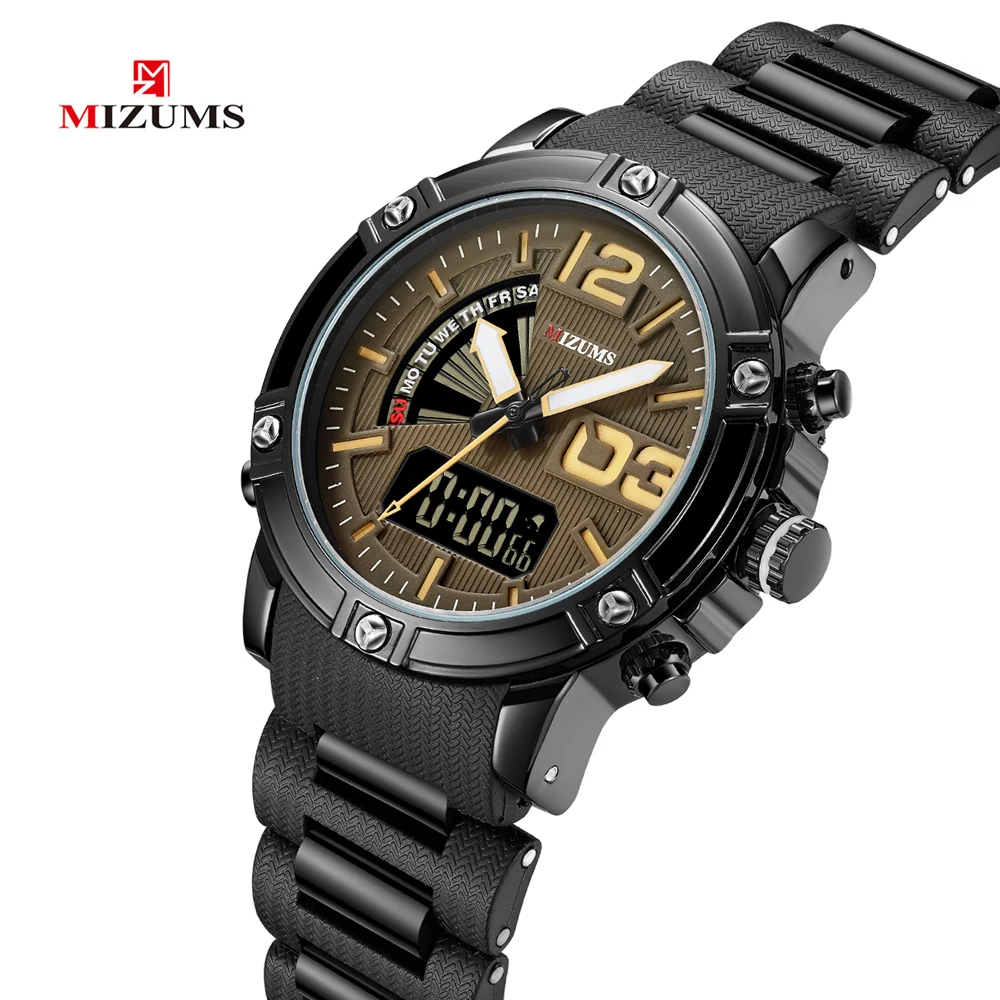 MIZUMS Quartz Analog Digital Sport Watch Men Waterproof Week Display Military Wrist Watches for Man Relogio Masculino Male Clock 19