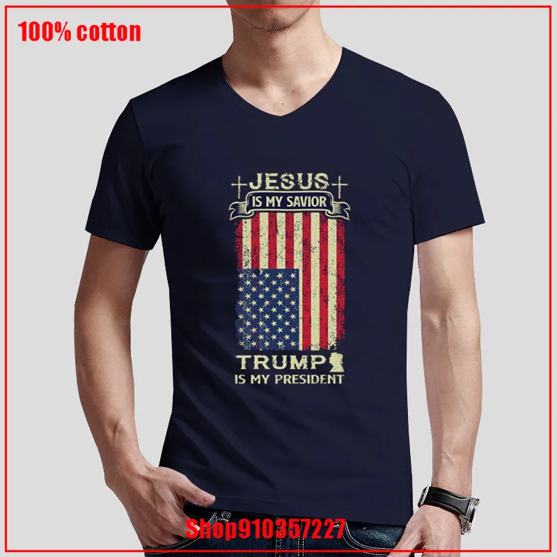 New Arrival 2020 T Shirt Cotton Love Tops V-Neck Casual Donal Trump Is The Best President Short Sleeve Potter-love Clothes | Мужская