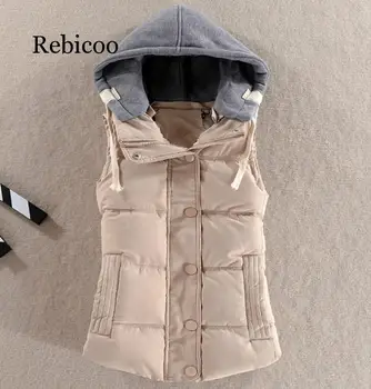 

2019 autumn and winter cotton vest women's Korean version of the large size vest hooded short paragraph warm vest
