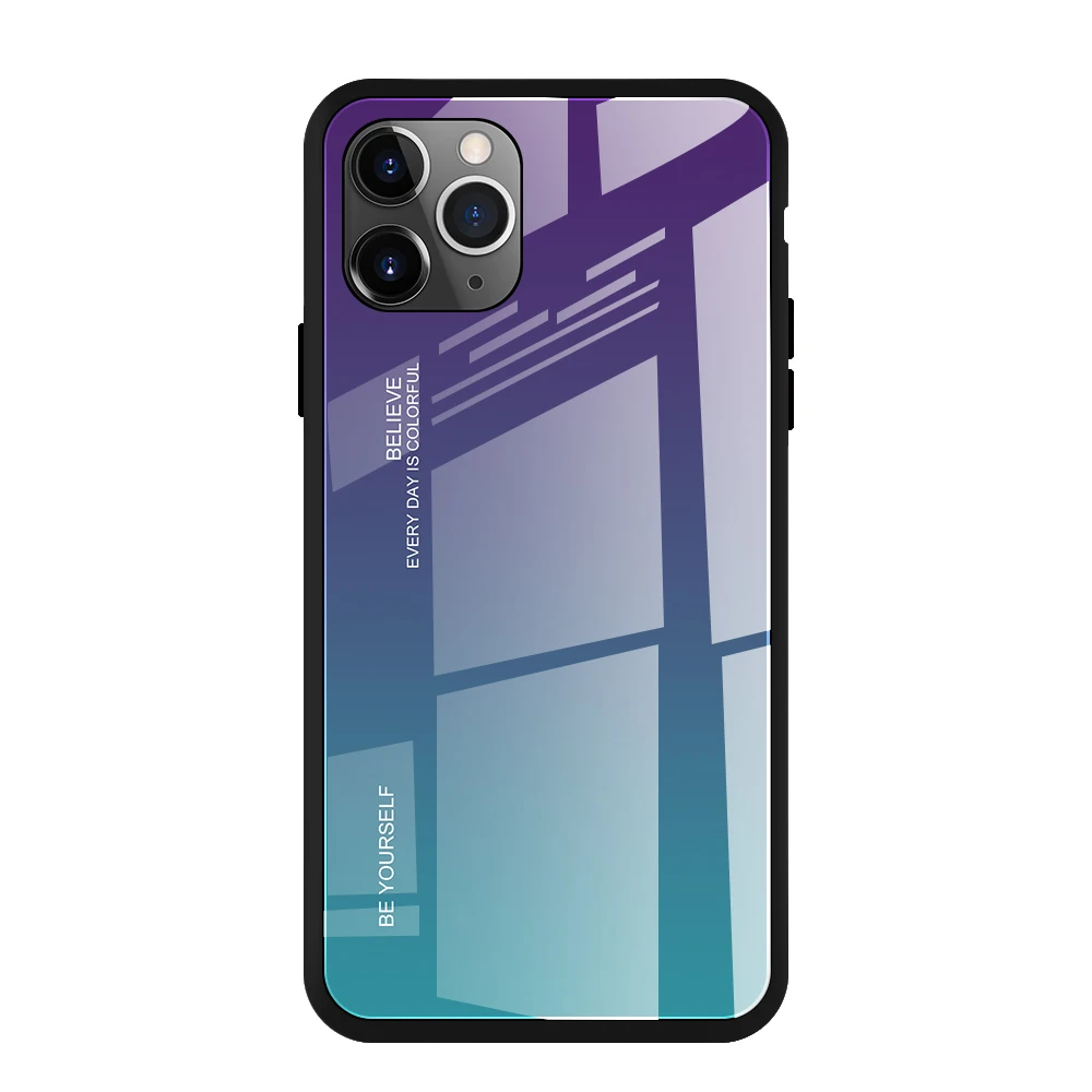 03 Для iPhone 11 Pro Max градиентный чехол из закаленного стекла противоударный жесткий чехол для iPhone 11 5,8 6,1 6,5 Размер корпус оболочка - Цвет: 03