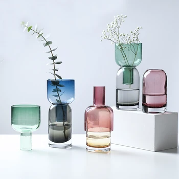 

Simple Transparent Glass Vase Decoration Hydroponic Flower Arrangement Modern Home Decoration Living Room Bedroom Flower Wedding