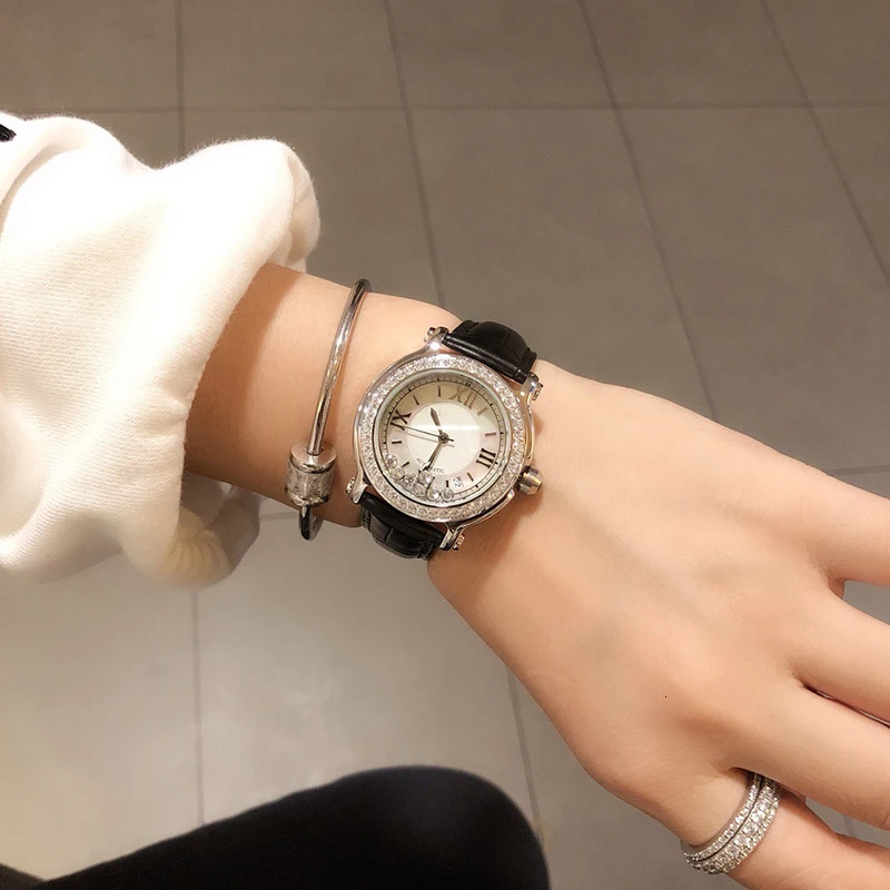 Брендовые Часы из натуральной кожи роскошные классические наручные часы модные 36 мм прямоугольные кварцевые наручные часы женские счастливые часы с узорами циферблата под камень