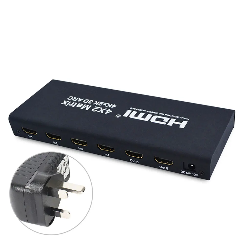 4K HDMI матрица 4X2 с аудио выход HDMI Сплиттер 4 в 2 Выход HDMI 1,4 в 4 к X 2 к/30 Гц с пультом дистанционного управления и адаптером питания