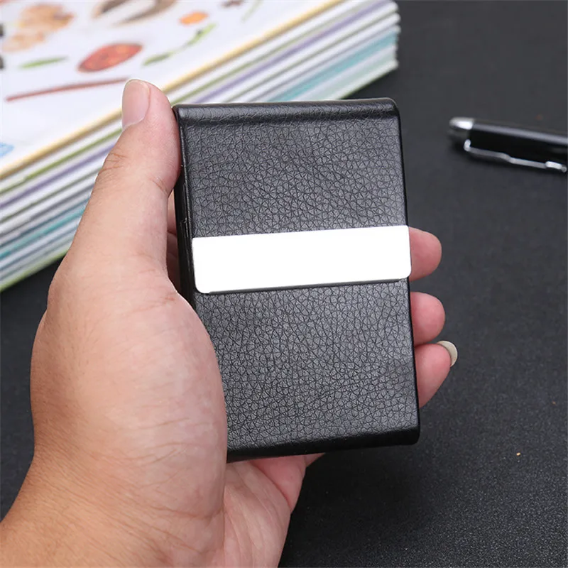 EZONE Business Card Holder Case Card Bag Cortex Stainless Steel And PU Leather Large Capacity Storage of 15 Sheets High Quality