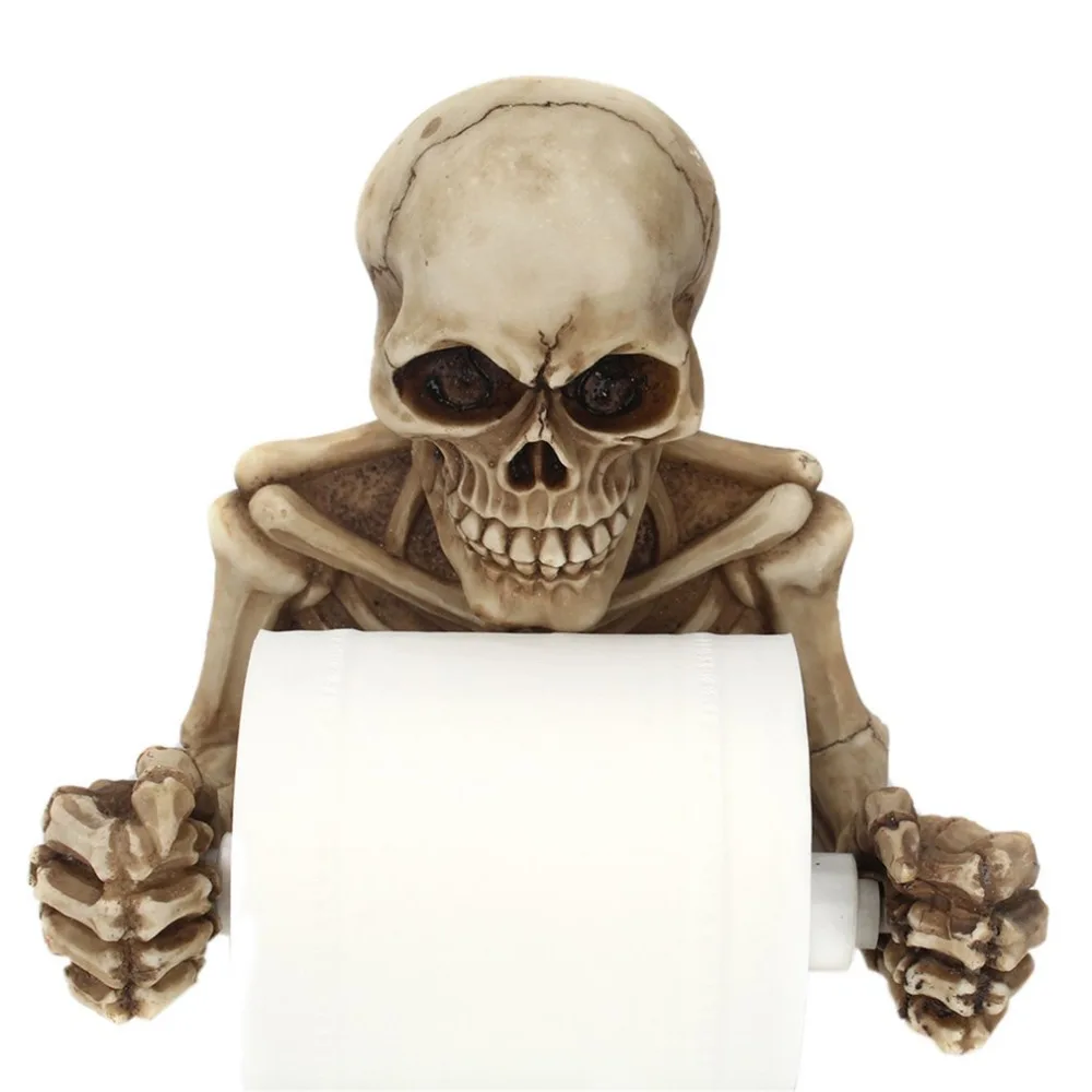 

Novelty Skull Shape Tissue Holder Wall Hanging Kitchen Bathroom Toilet Roll Paper Towel Rack Plastic Holder Home Supplies