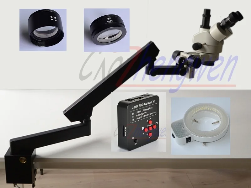 FYSCOPE 38MP 60spf HDMI микроскоп 3.5X-90X стерео зум микроскоп+ Артикуляционная подставка с зажимом