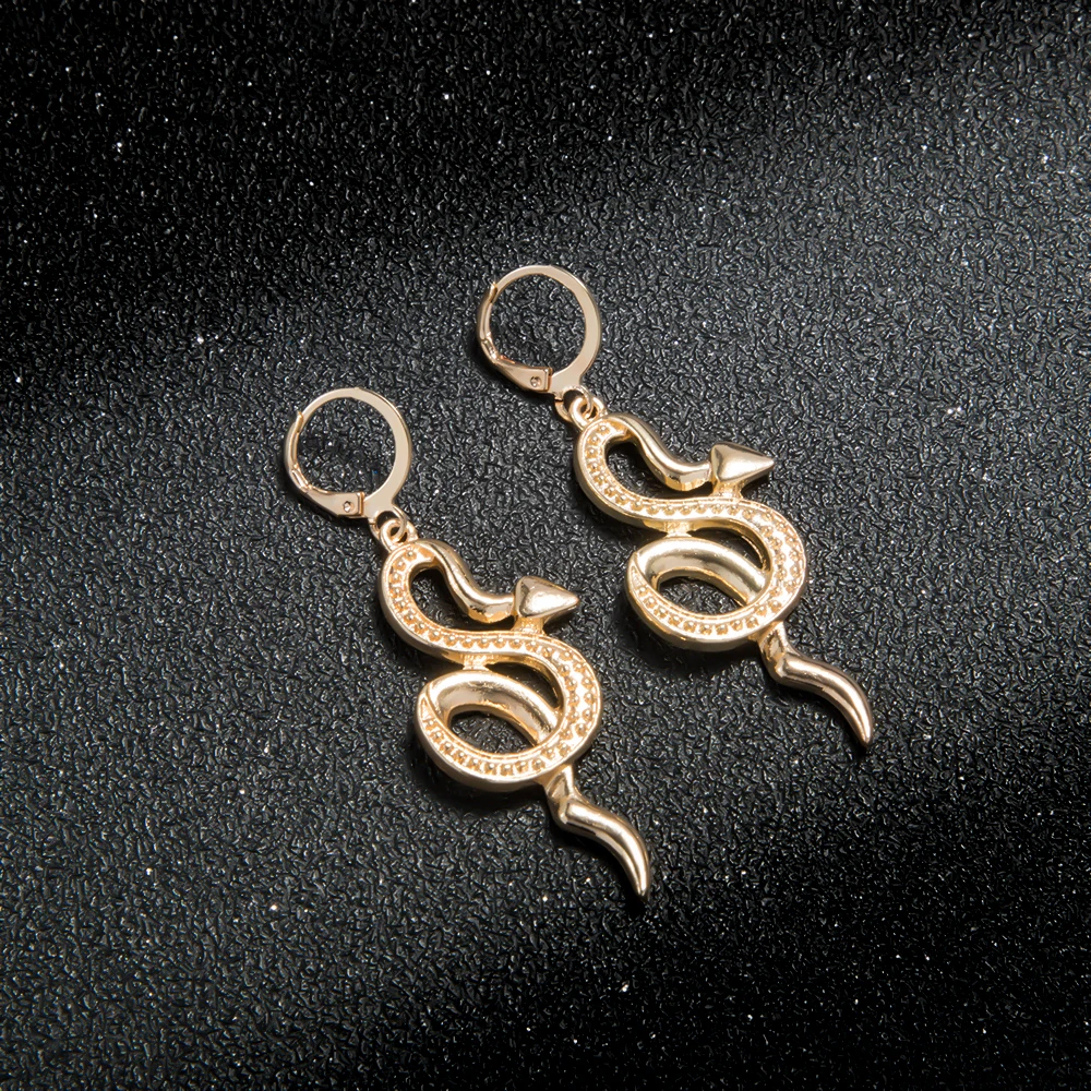 New 2020 Fashion Classic Gold Color Chinese Snake Hoop Earrings For Girl and Women Small Stud Jewelry | Украшения и аксессуары