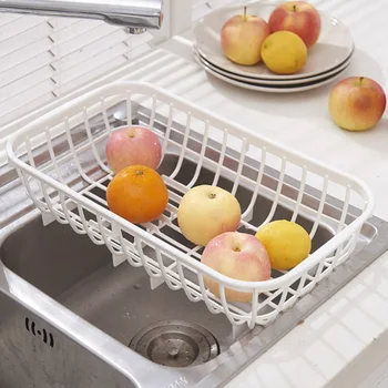

1pc Plastic Drain Bowl Rack Bowl Tray Storage Tray Fruit Drain Basket (White)