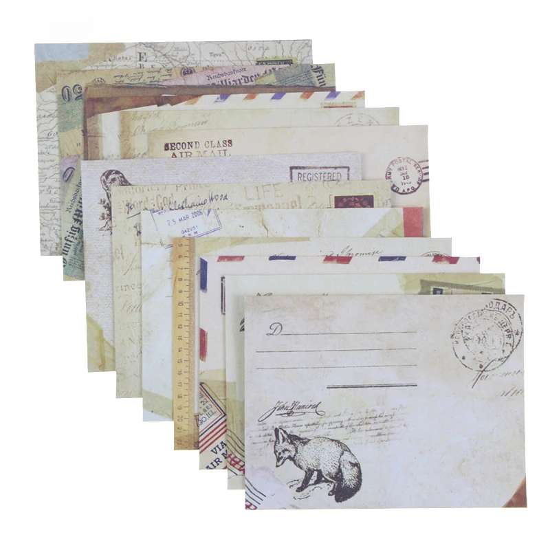 Mini Sobres de papel con diseños de 12 uds, Estilo Vintage europeo para tarjetas, álbum de recortes, nuevos materiales de papelería