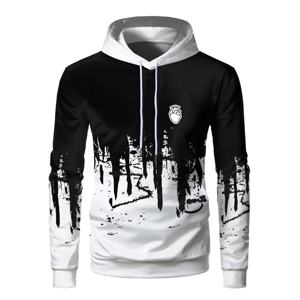 

Fashion 3D Men Hoodies Hip Hop Streetwear Casual Hoodies Sweatshirts Elasticity Solid Color Fleece Thick Warm Threaded cuffs