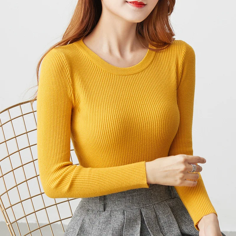 

Women Sweater Pullover Long Sleeve O Neck Knitted Sweater Pullovers Slim Women Tops Autumn Winter 2020 New Sweater