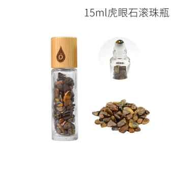 

15ml Bamboo Cap Thick Recycled Clear Glass Bottle Roll On Empty Fragrance Perfume Essential Oil Bottles With Gems Ball Roller