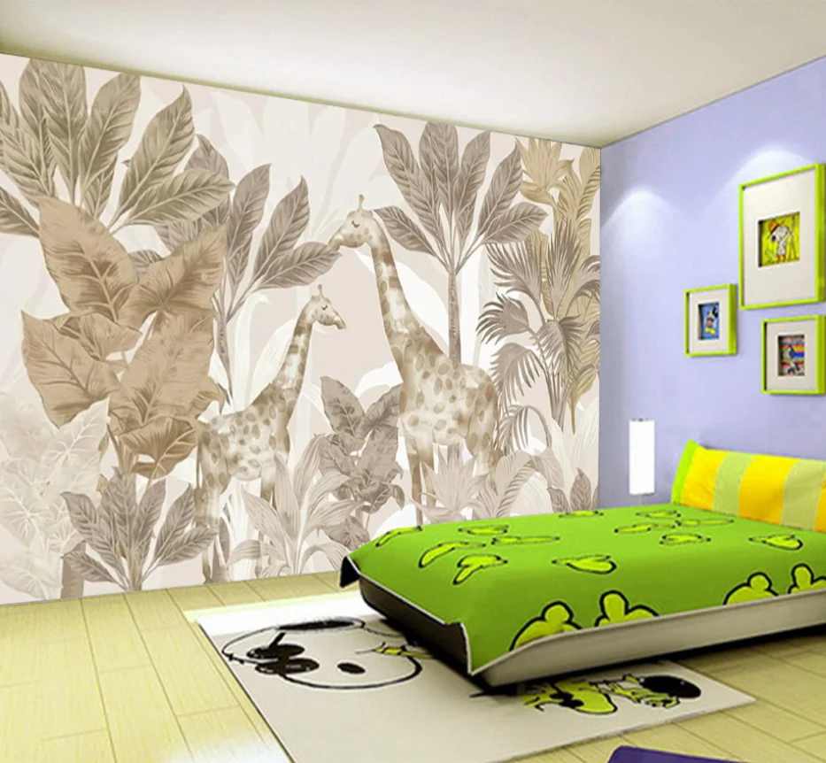 

Milofi Custom 3D/8D wallpaper mural giraffe forest animal bedroom living room background wall waterproof wall cloth