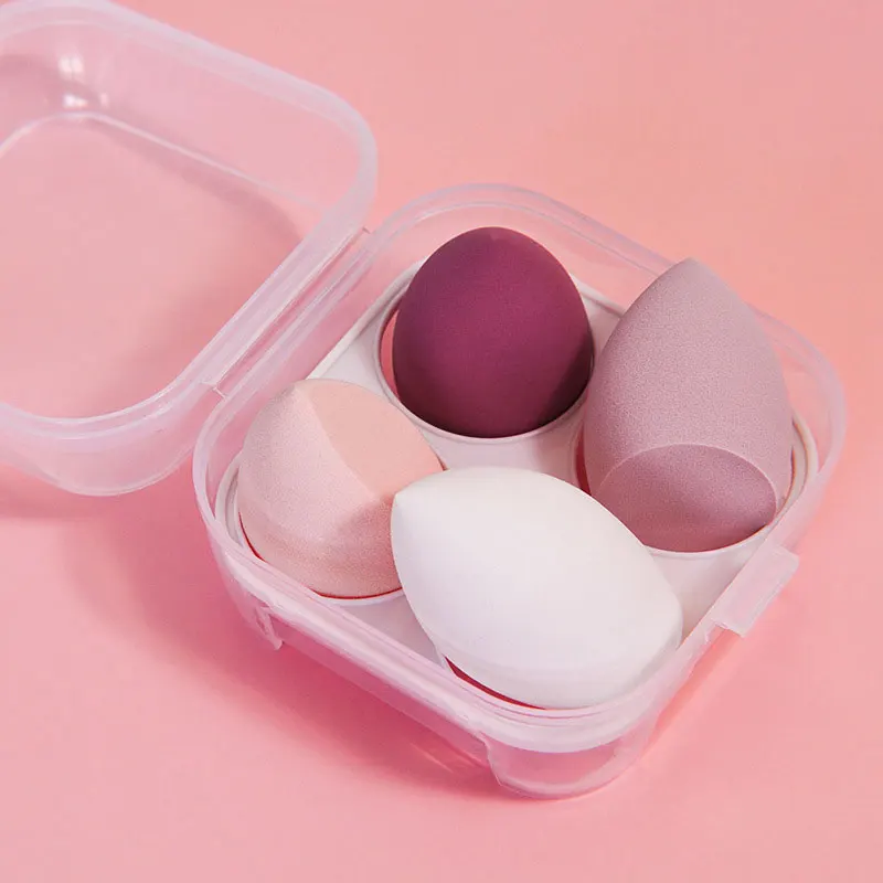 4Pcs Makeup Puff Dry and Wet Combination Diagonal Cut Foundation Cushion Cosmetic Ball Sponge Drop Shaped Make Up Egg Tools Set