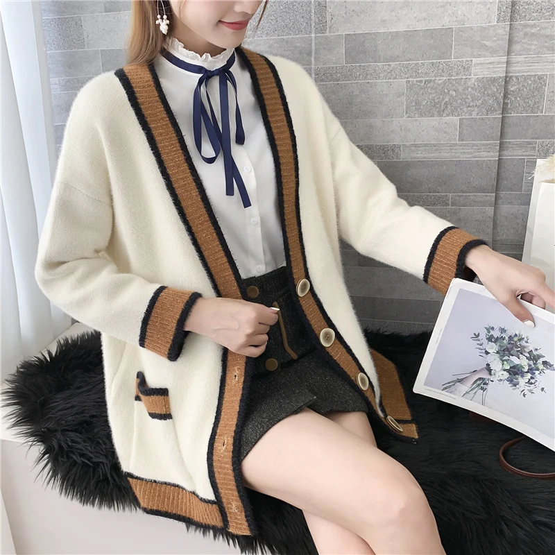 Распродажа, Blusas De Inverno Feminina, джемпер, кардиган, Feminino, 9457, вязаный кардиган с воротником, подходящим по цвету, с карманами, 70 - Цвет: see chart