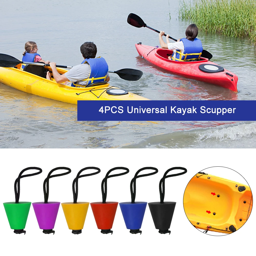 4PCS Silicone Kayak Scupper Plug Kit Canoe Drain Holes Stopper Bung Universal