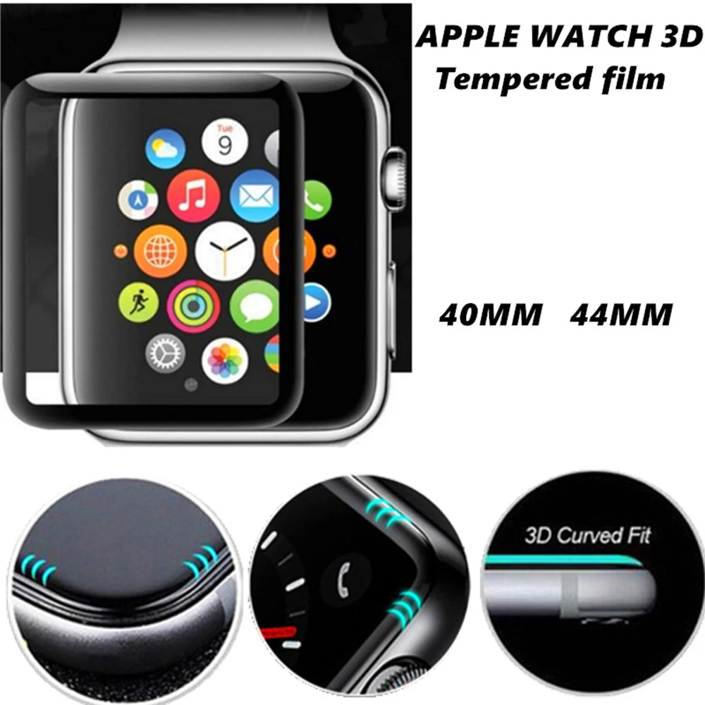 3D закаленное стекло для Apple Watch 4 40 мм 44 мм серия 5 полное покрытие изогнутая кромка защитная пленка из термополиуретана для iWatch 5 серия 44 мм 40 мм