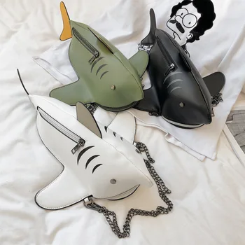 

Funny Shark Women Shoulder Bags Cartoon Chain Messenger Bag Ladies Lovely PU leather Phone Bag Crossobdy Bags Bolsas Femininaf