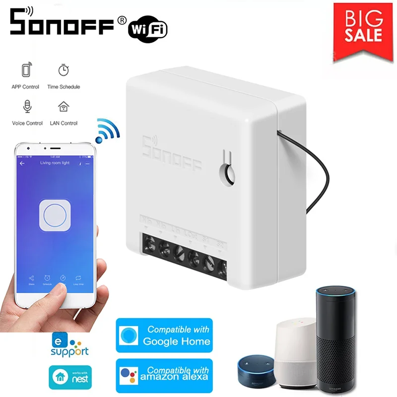 

1/30 Pieces Wholesale Sonoff Mini Smart Home DIY Mode Mobile Remote On/off Light Switch Work With Alexa Google Home eWeLink App