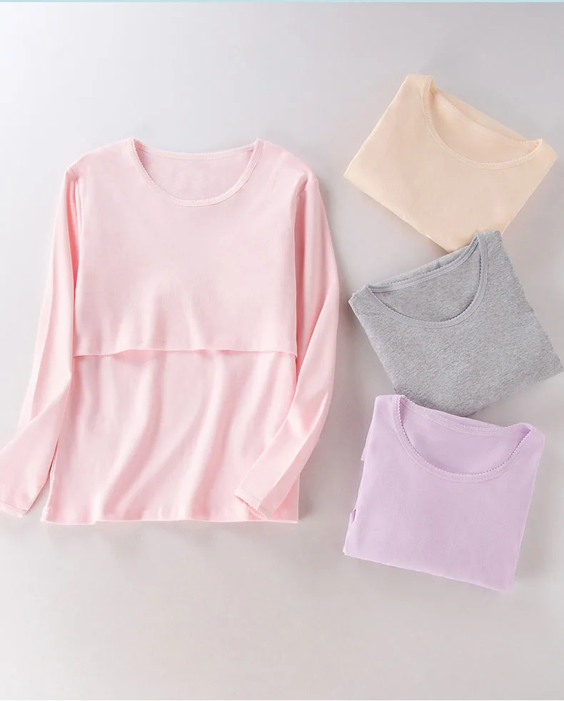 Cotton T Shirt Maternity Women Nursing Top Breastfeeding Sleepwear Pajamas Innerwear Cotton Breathable T-Shirt Pregnancy Mujer