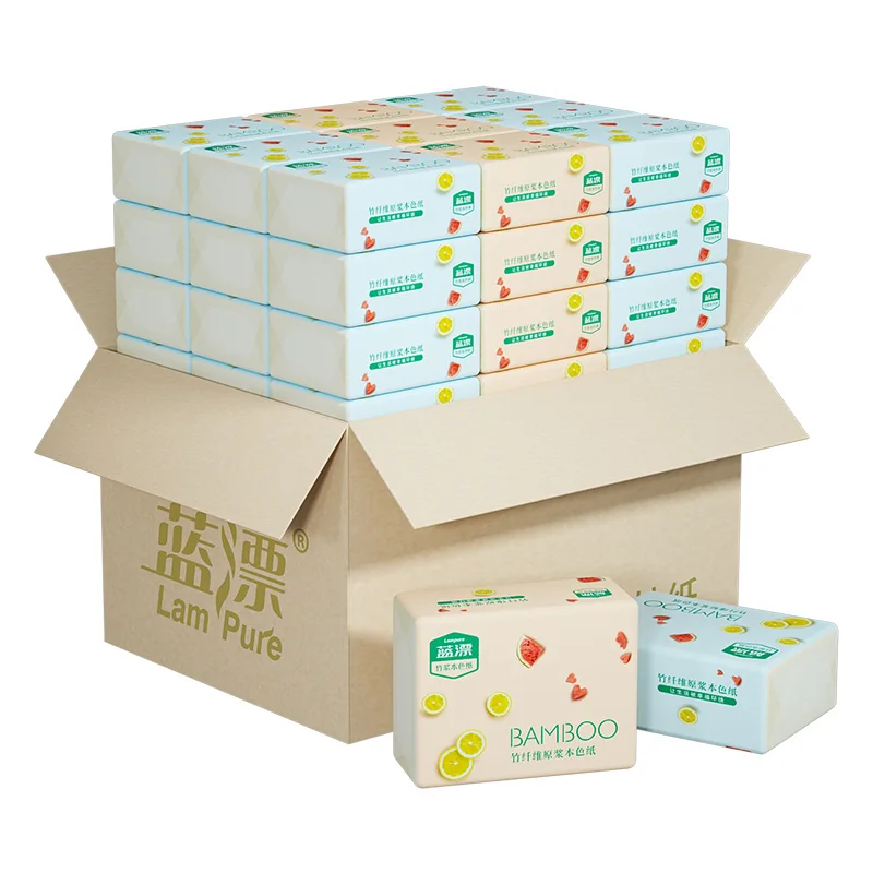 

27 Packets Household Affordable Bamboo Pulp Natural Tissue Paper Napkin Family Napkins Pack The Whole Box A