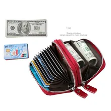 Genuine Leather Women's Zipper Card Wallet Small Change Wallet Purse For Female Short Wallets With Card Holders Woman Purse