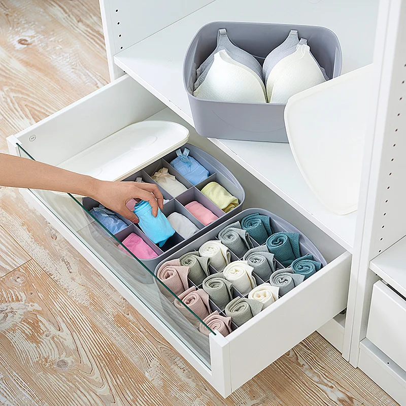 Fowecelt Armario Caja Organizadora Con Cajones Caja De Almacenamiento De Plastico Organizador De Ropa Interior De Las Mujeres Para Doblar Los Lazos Calcetines Cortos Sujetador Almacenamiento Organizadores De Cajon Aliexpress