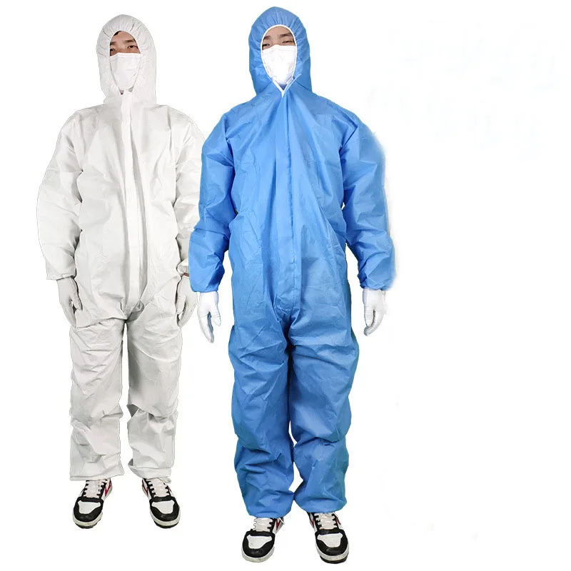 Work Coverall Suit Unisex Sanitary Protection Jumpsuit Hazmat Suit Zip Isolation Protective Coveralls Disposable