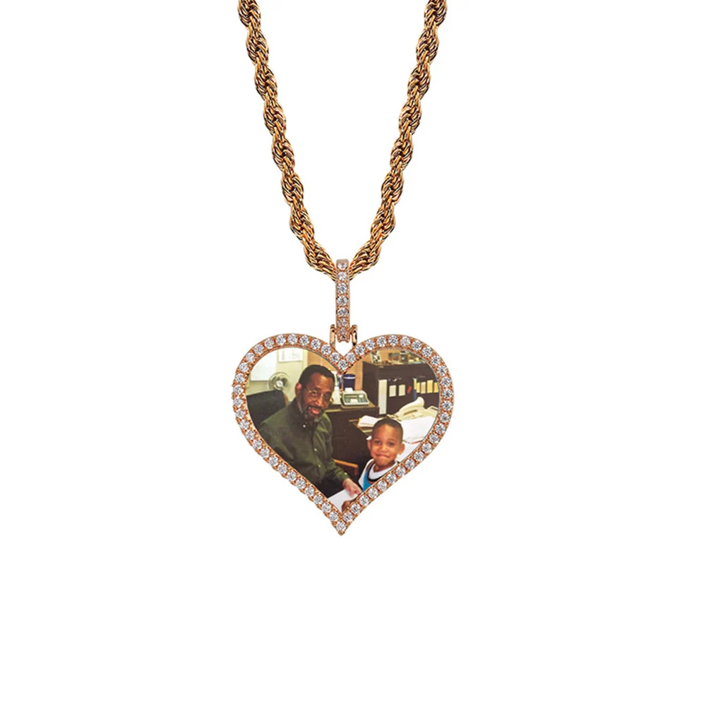 На заказ фото медальоны кулон ожерелье из кубического циркония мужские хип-хоп ювелирные изделия подарок - Окраска металла: Style 3