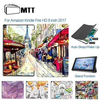

MTT 2017 Tablet Case For Amazon Kindle Fire HD 8 inch 7th Generation PU Leather Flip Stand Smart Cover Protective Funda