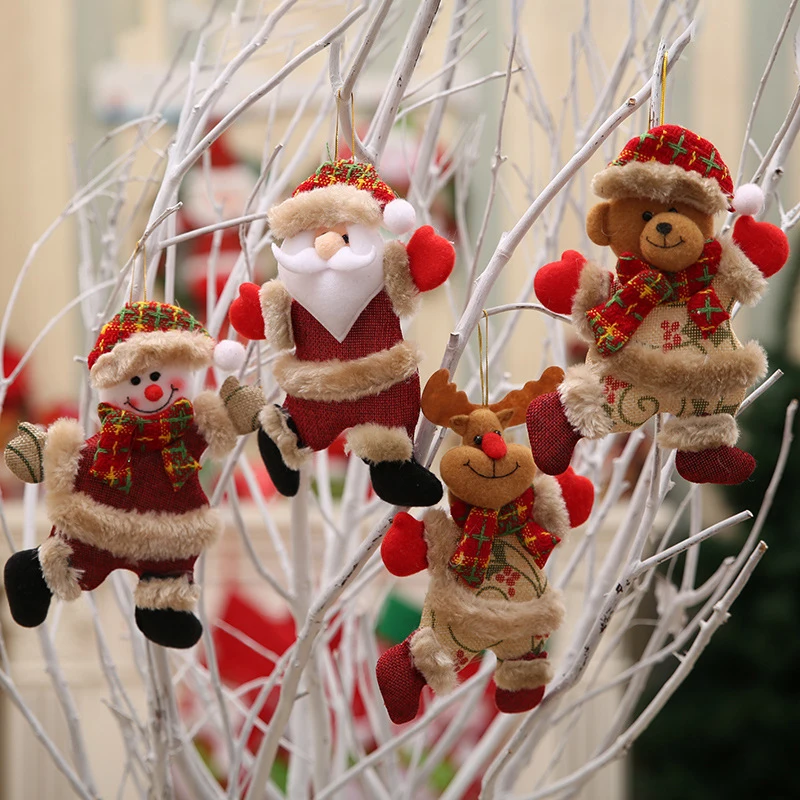 

For Christmas Tree Hanging Decoration Doll Ornament Santa Snowman Cloth Art Elk gifts kids party Xmas decorations