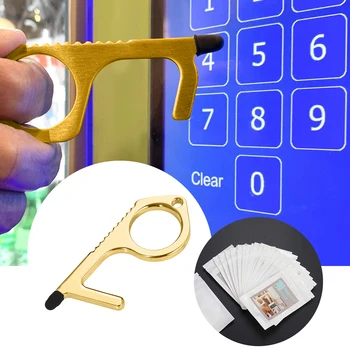 

2pcs No Touch Key Door Opener Handle Press Elevator Tool Copper Aluminum Alloy Anti touch Touch Screen Tool Wholesale