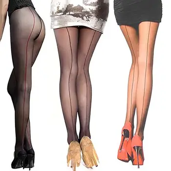 

Sexy Tights Women Women's Ultra Sheer Transparent Line Back Seam Tights Stockings anti-hook footless Stretchy Tights Pantyhose