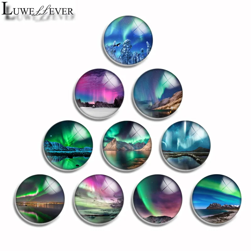 

12mm 10mm 16mm 20mm 25mm 30mm 511 Beautiful Aurora Mix Round Glass Cabochon Jewelry Finding 18mm Snap Button Charm Bracelet