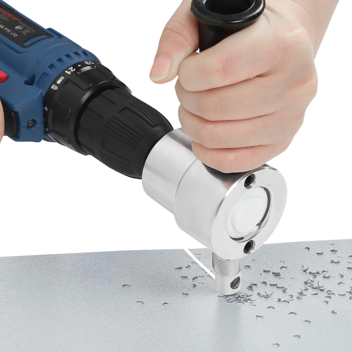Пила Резак Режущий инструмент Nibbler Cutter Drill Attachment двойная головка металлическая двойная головка листового металла сверло Регулируемая на 360 градусов