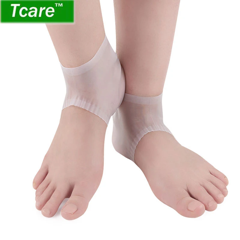 

Tcare 1Pair Silicone Gel Heel Sleeves for Dry Hard Cracked Skin, Comfy Pedicure Recovery Socks Day Night Foot Care