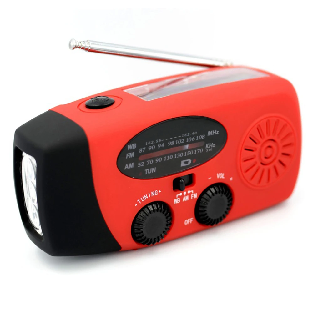 Multifunctional Hand radio Solar Crank Dynamo Powered AM/FM/NOAA Weather  Radio Use Emergency LED Flashlight Power Bank