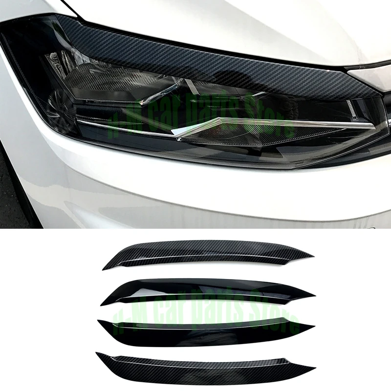 For Volkswagen Polo MK6 2019+ Headlights Eyebrow Eyelids Stickers ABS Trim Cover Accessories Car Styling | Автомобили и мотоциклы