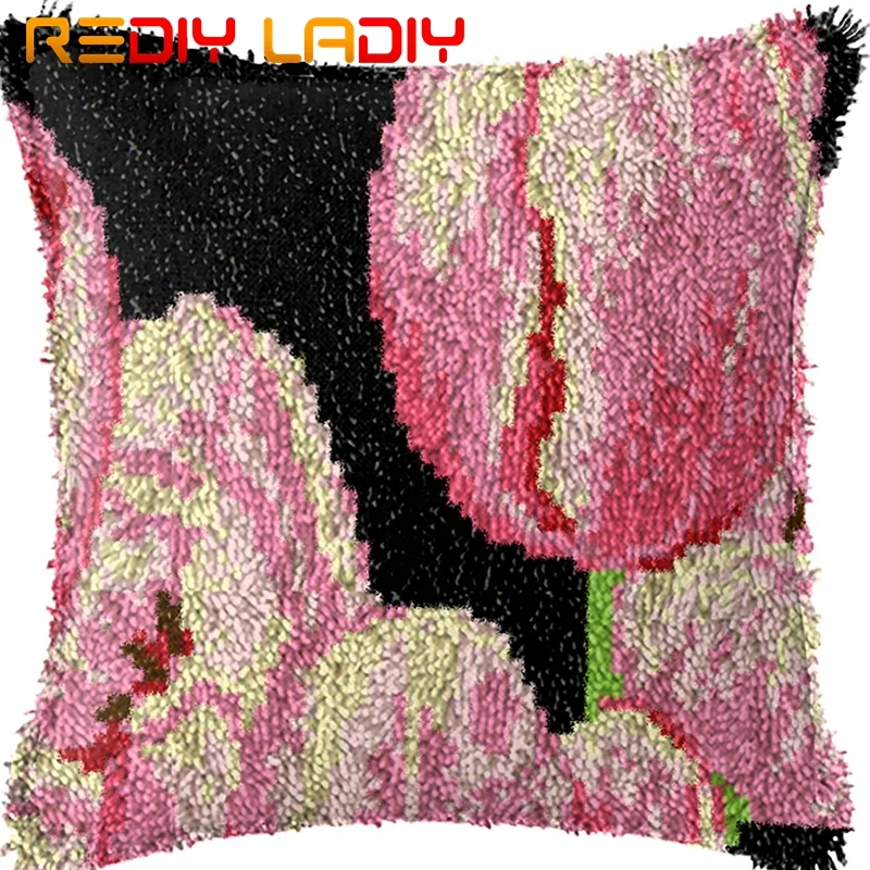 Набор для вязания крючком с принтом розовых тюльпанов |