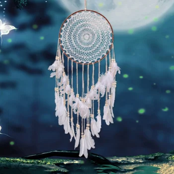 

New Bohemian Style With Heart Ring Dream Net Girl Heart Bedroom Feather Pendant Mural