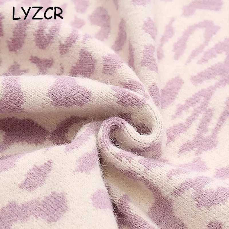 Winter Pullover Women's Leopard Sweater Knitwear Oversized Knitted Sweater Jumper Women Long Sleeve Sweaters Pull Femme