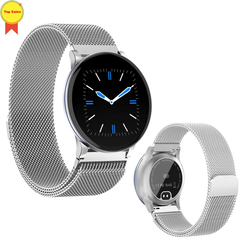 silver steel strap Смарт-часы, водонепроницаемый Дисплей сообщений, напоминание о звонке, умные часы, монитор сердечного ритма, модный фитнес-трекер, смарт-браслет, мужские часы - Цвет: silver steel strap