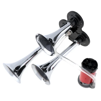 

Metal Car Triple Trumpet Air Horn Spare 12v 2-4a Rv Train Boat Loud Camper Van
