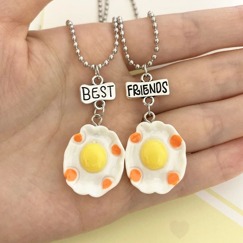 シミュレーション半熟卵ペンダント Bff のネックレス子供親友 2 男の子女の子愛らしい食品友情ジュエリーの誕生日プレゼント Pendant Necklaces Aliexpress